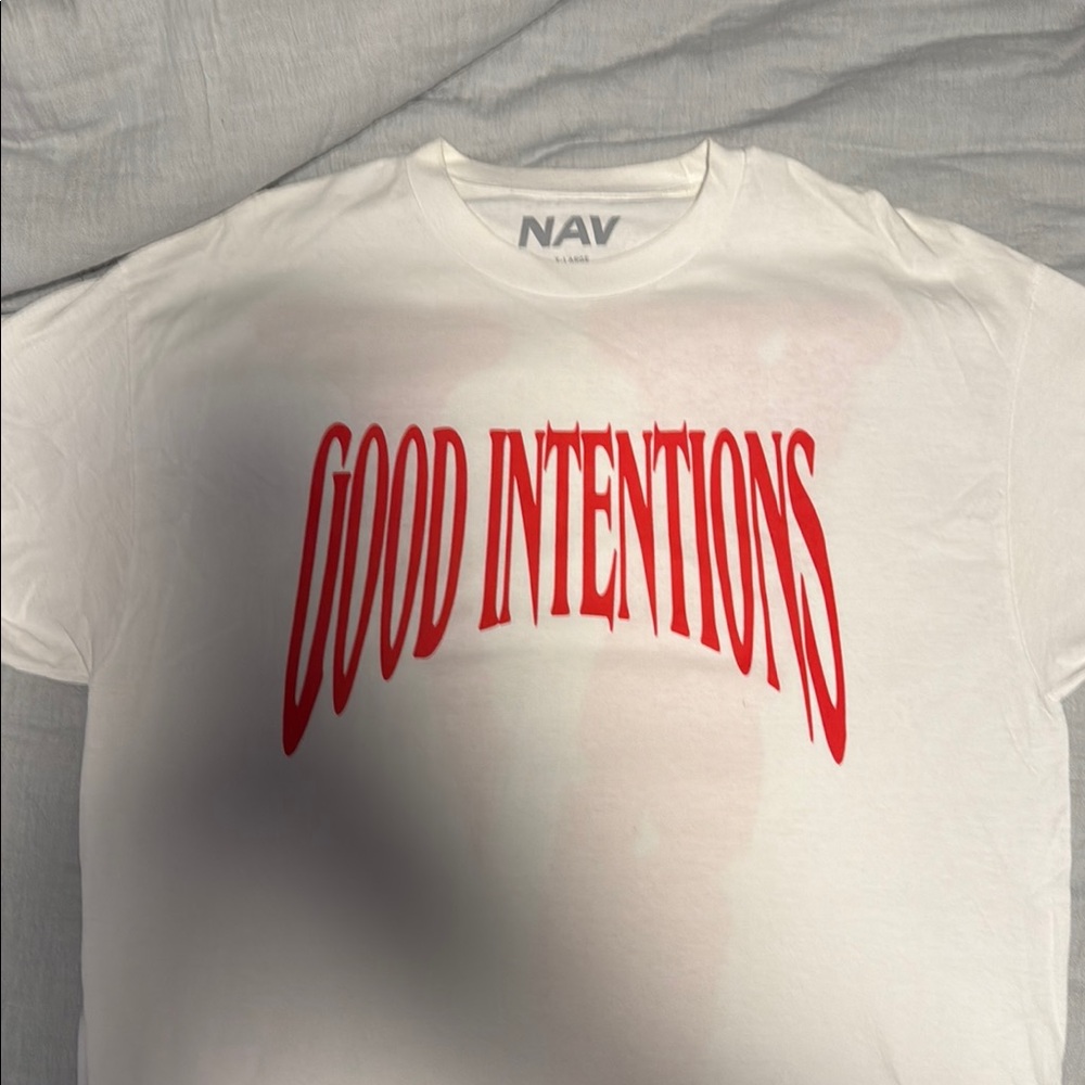 VLONE Nav Collab White T-Shirt with Red Print